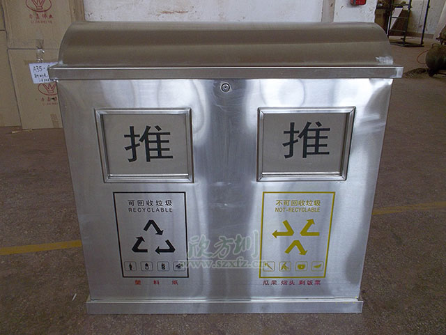 不銹鋼推蓋分類(lèi)垃圾桶圖片