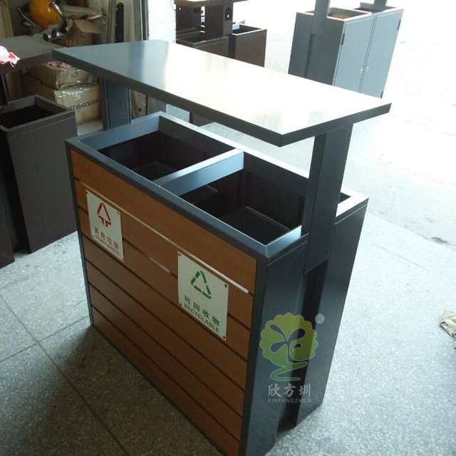 街道兩分類鋼木垃圾箱 街道兩分類鋼木垃圾箱