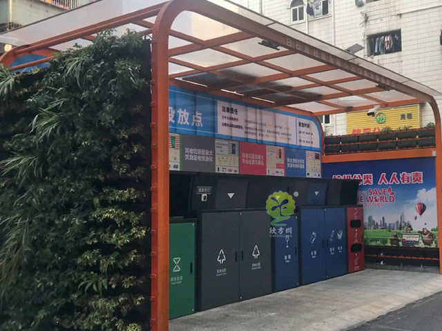 深圳坑梓垃圾分類投放點不銹鋼垃圾分類亭